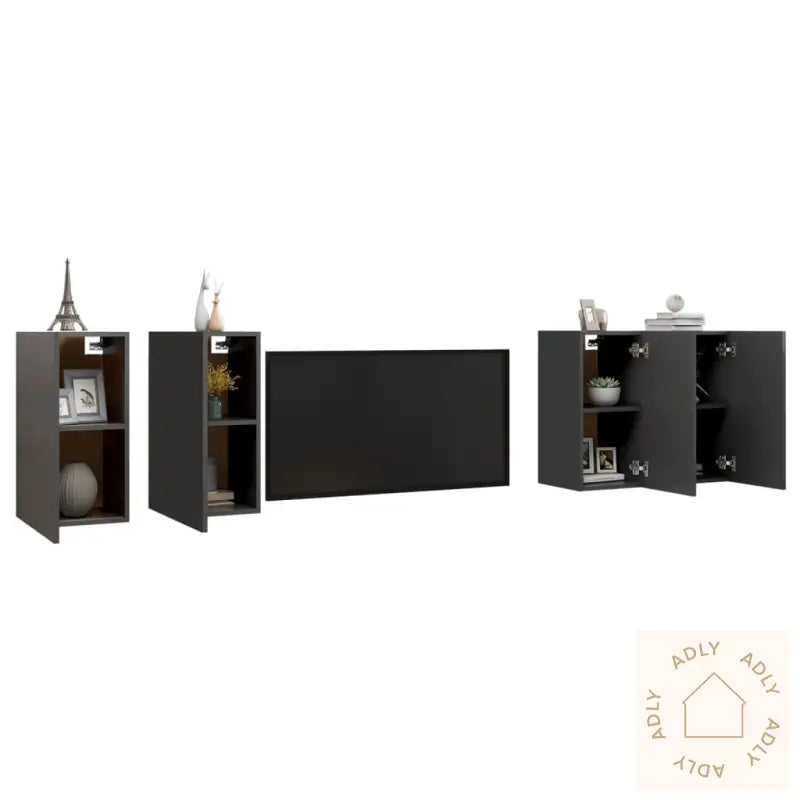 Tv-Benker 4 Stk Grå 30,5X30X60 Cm Konstruert Tre