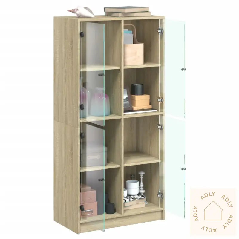 Highboard Med Dører Sonoma Eik 68X37X142 Cm Konstruert Tre