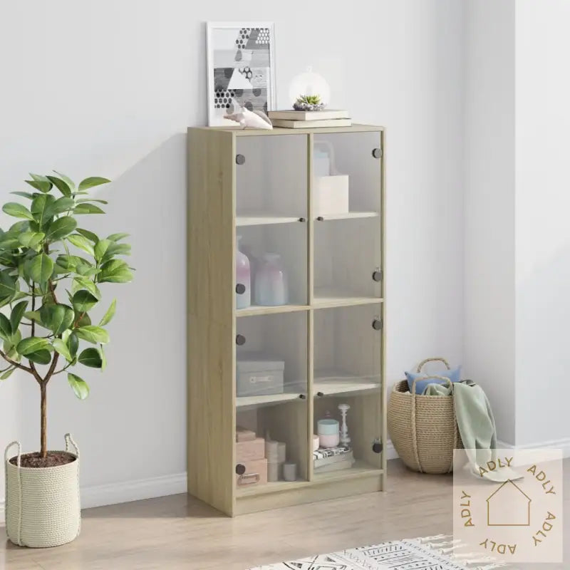 Highboard Med Dører Sonoma Eik 68X37X142 Cm Konstruert Tre