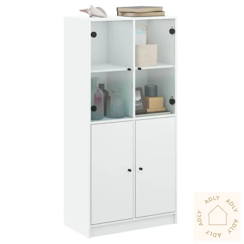 Highboard Med Dører Hvit 68X37X142 Cm Konstruert Tre
