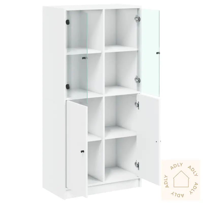 Highboard Med Dører Hvit 68X37X142 Cm Konstruert Tre