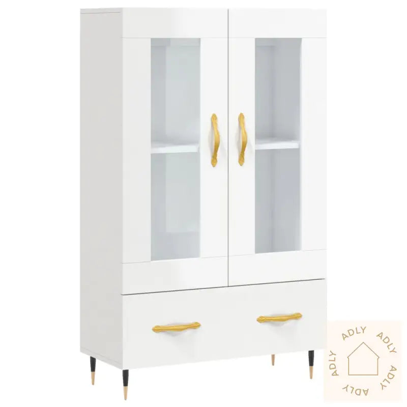 Highboard Høyglans Hvit 69,5X31X115 Cm Konstruert Tre