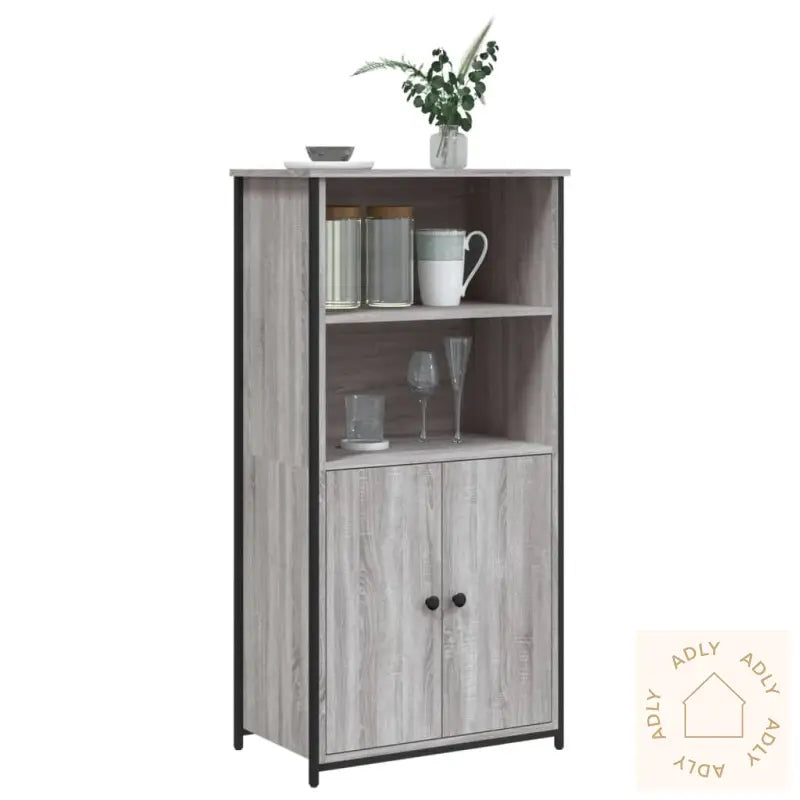 Highboard Grå Sonoma 62X36X121,5 Cm Konstruert Tre