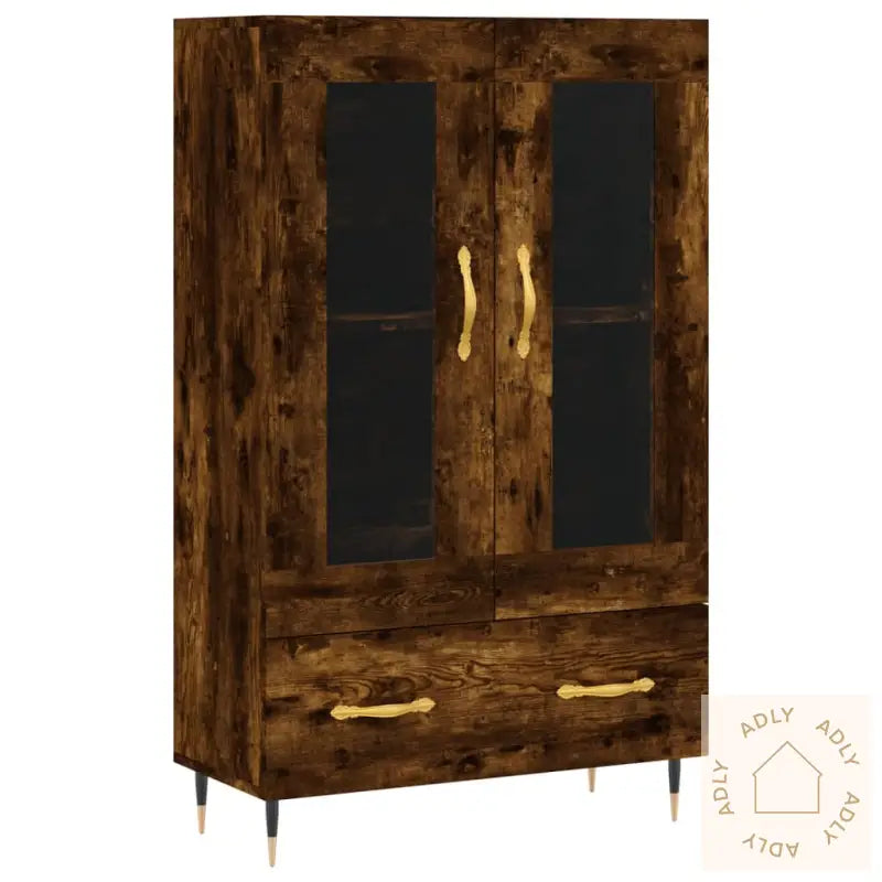 Highboard Røkt Eik 69,5X31X115 Cm Konstruert Tre