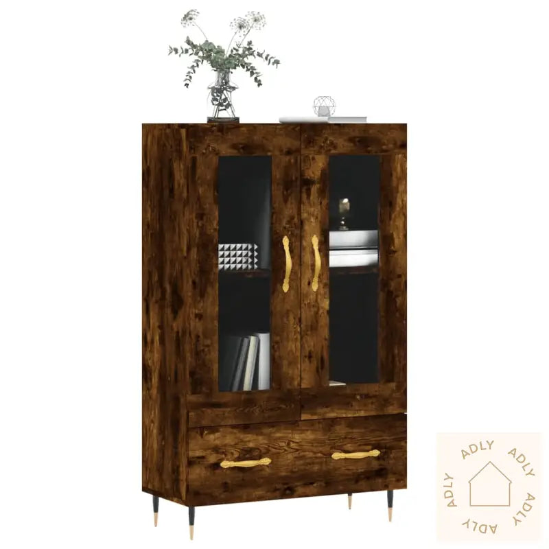 Highboard Røkt Eik 69,5X31X115 Cm Konstruert Tre