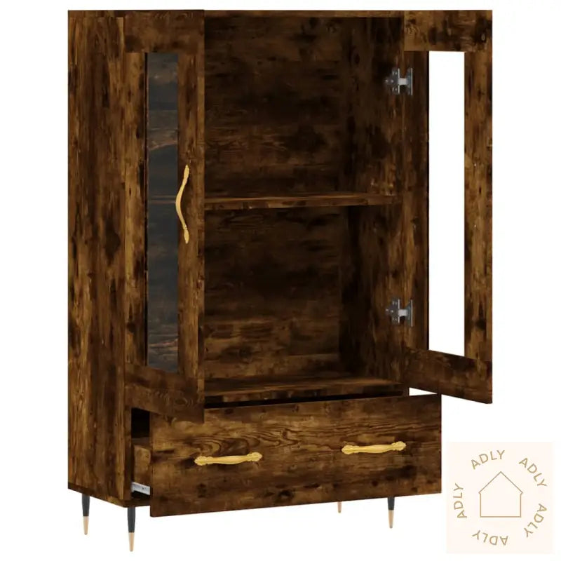 Highboard Røkt Eik 69,5X31X115 Cm Konstruert Tre