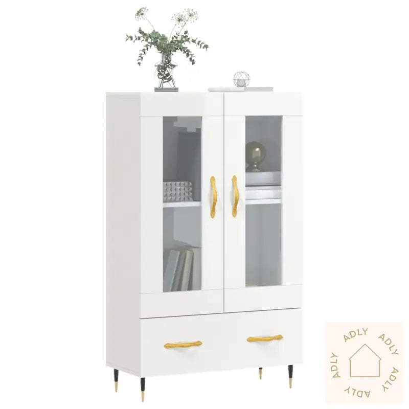 Highboard Høyglans Hvit 69,5X31X115 Cm Konstruert Tre