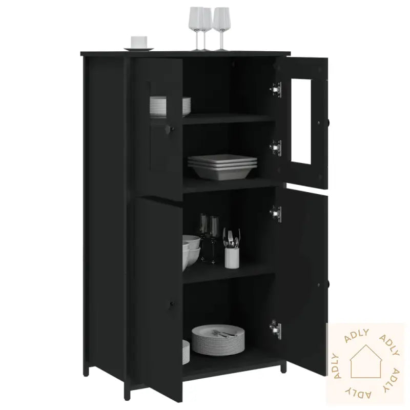 Highboard Svart 62X32X106,5 Cm Konstruert Tre