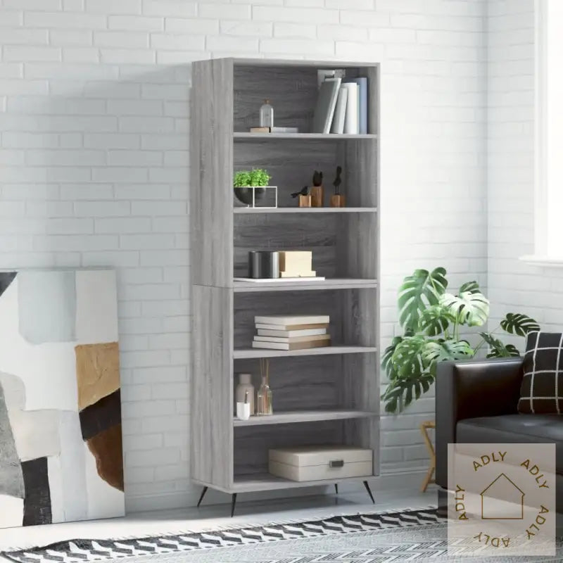 Highboard Grå Sonoma 69,5X32,5X180 Cm Konstruert Tre