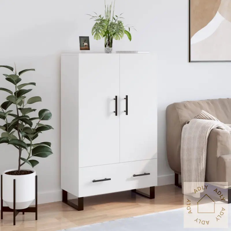 Highboard Hvit 69,5X31X115 Cm Konstruert Tre