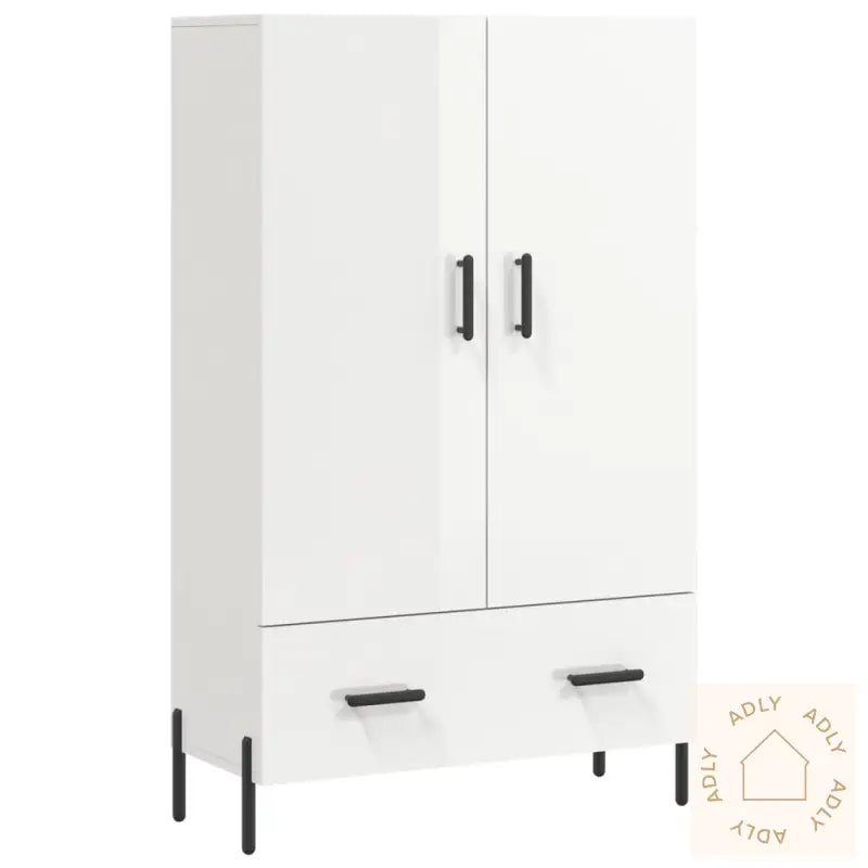 Highboard Høyglans Hvit 69,5X31X115 Cm Konstruert Tre