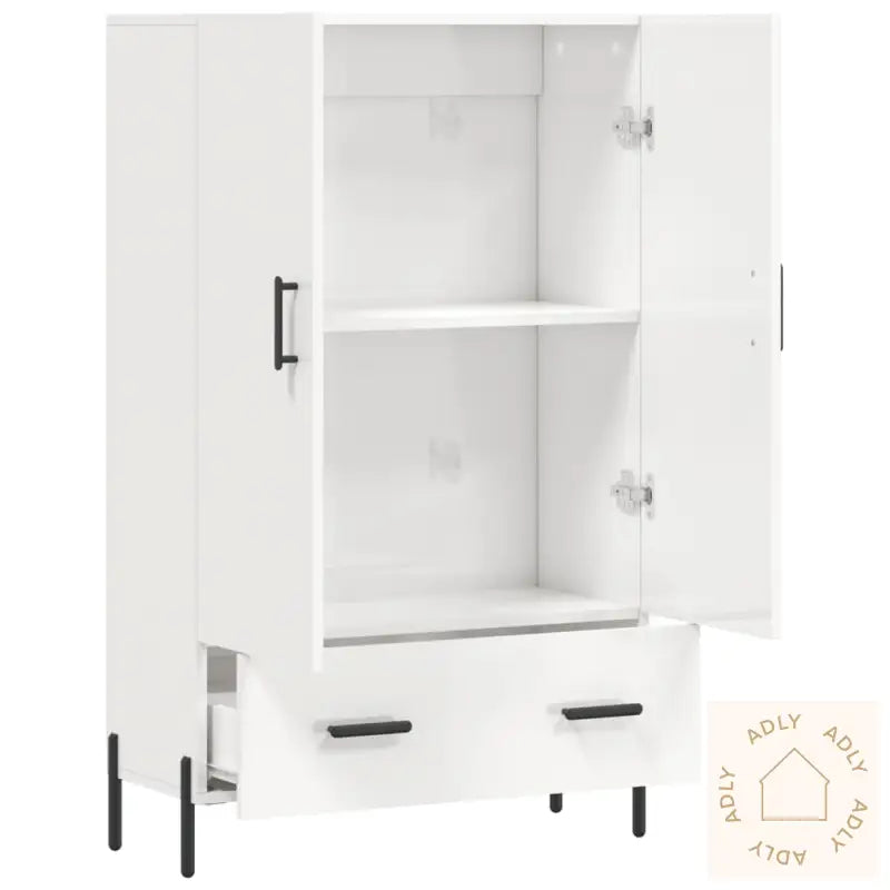 Highboard Høyglans Hvit 69,5X31X115 Cm Konstruert Tre
