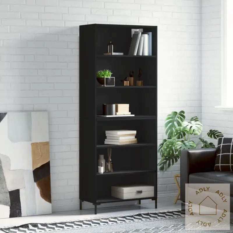 Highboard Svart 69,5X32,5X180 Cm Konstruert Tre