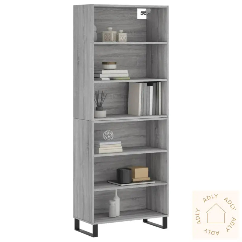 Highboard Grå Sonoma 69,5X32,5X180 Cm Konstruert Tre
