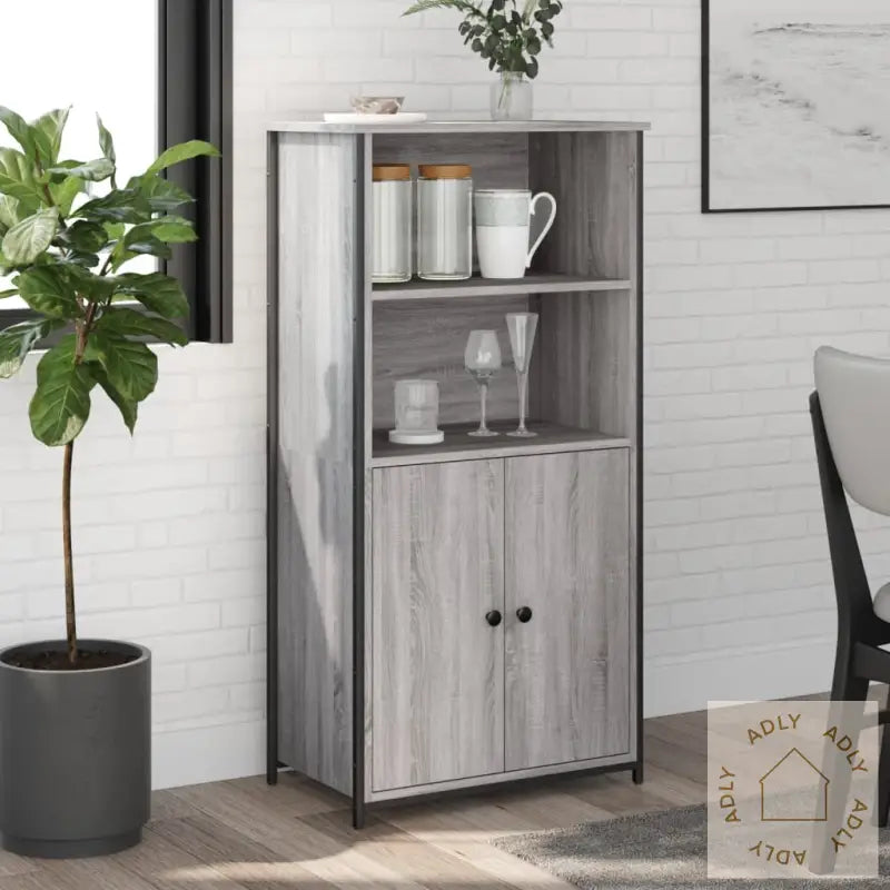 Highboard Grå Sonoma 62X36X121,5 Cm Konstruert Tre