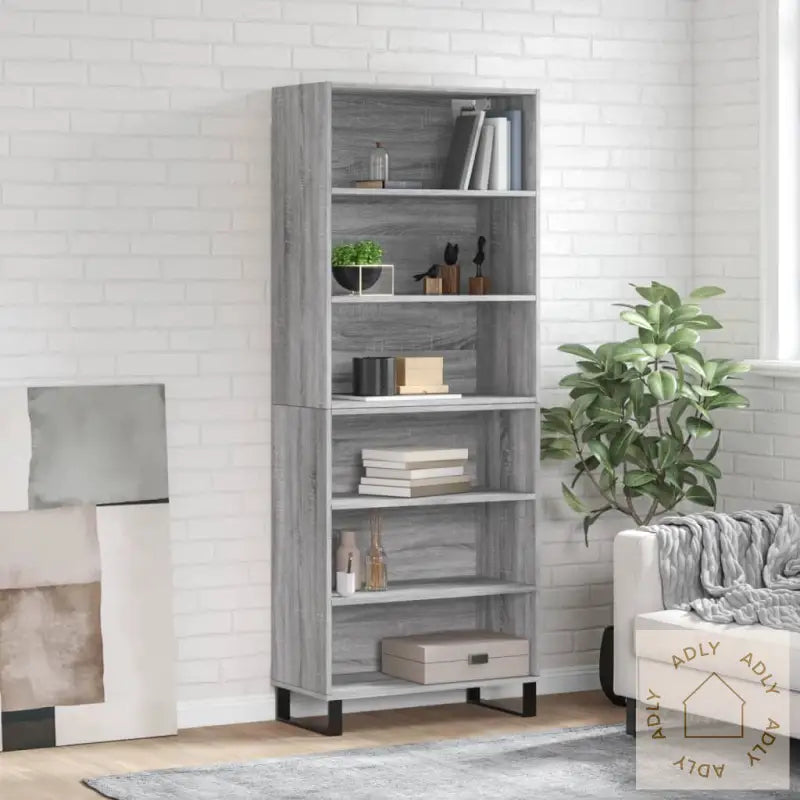 Highboard Grå Sonoma 69,5X32,5X180 Cm Konstruert Tre