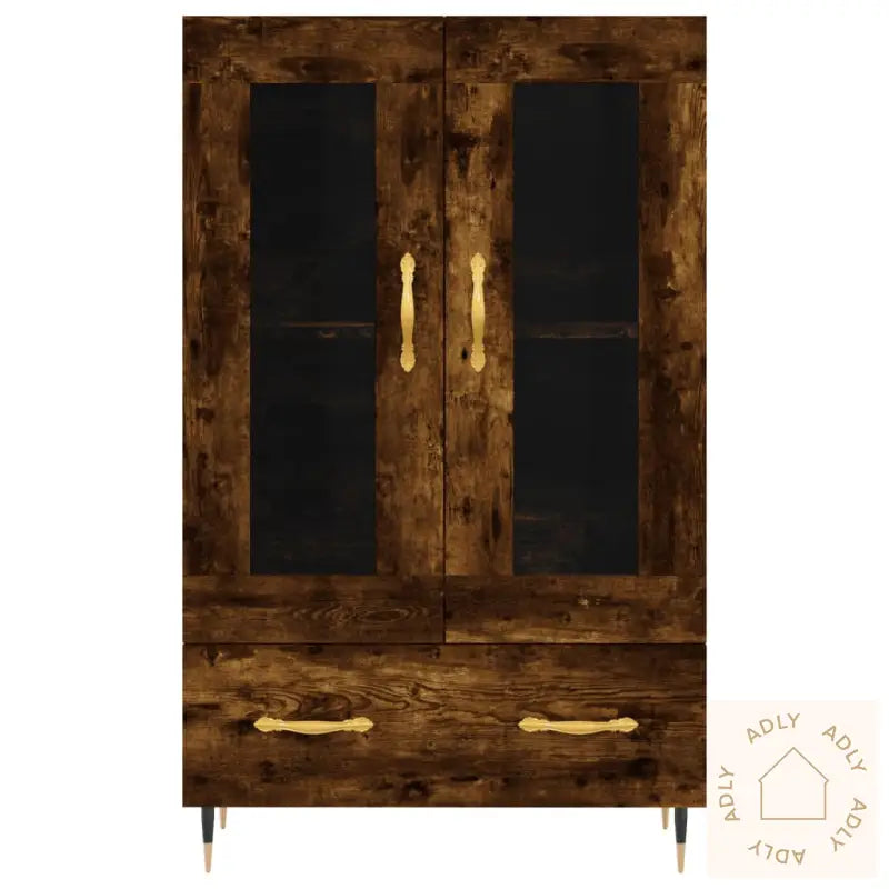 Highboard Røkt Eik 69,5X31X115 Cm Konstruert Tre