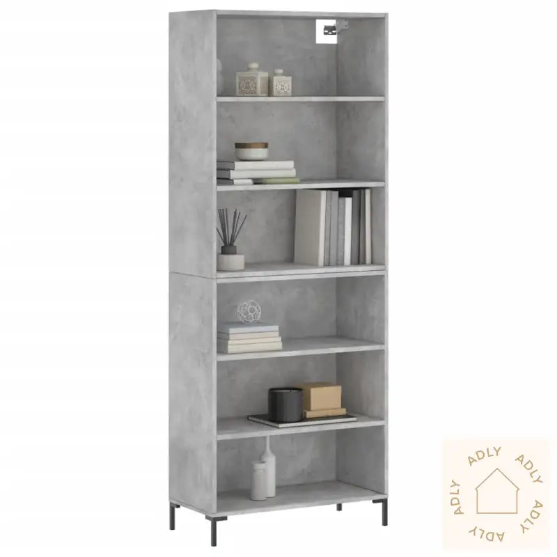 Highboard Betonggrå 69,5X32,5X180 Cm Konstruert Tre