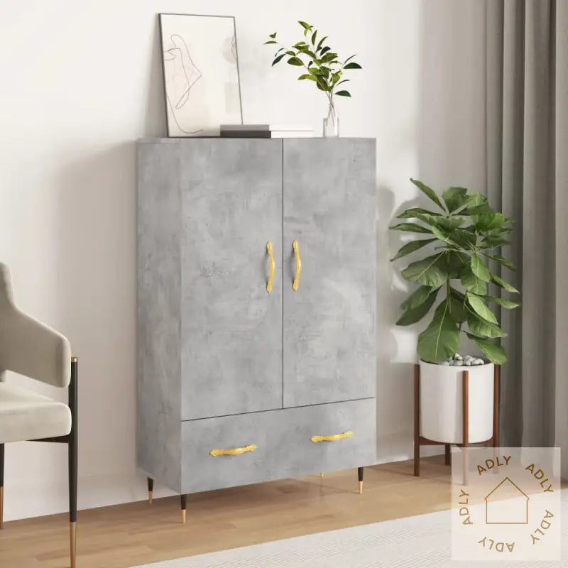 Highboard Betonggrå 69,5X31X115 Cm Konstruert Tre