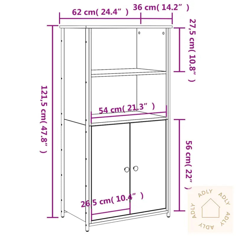 Highboard Grå Sonoma 62X36X121,5 Cm Konstruert Tre