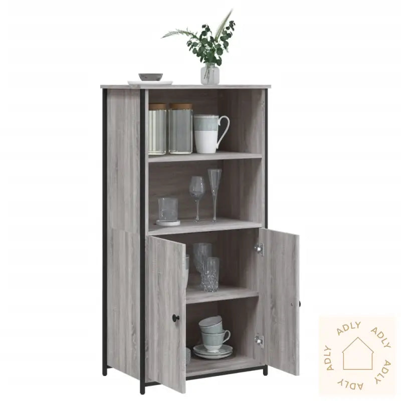 Highboard Grå Sonoma 62X36X121,5 Cm Konstruert Tre