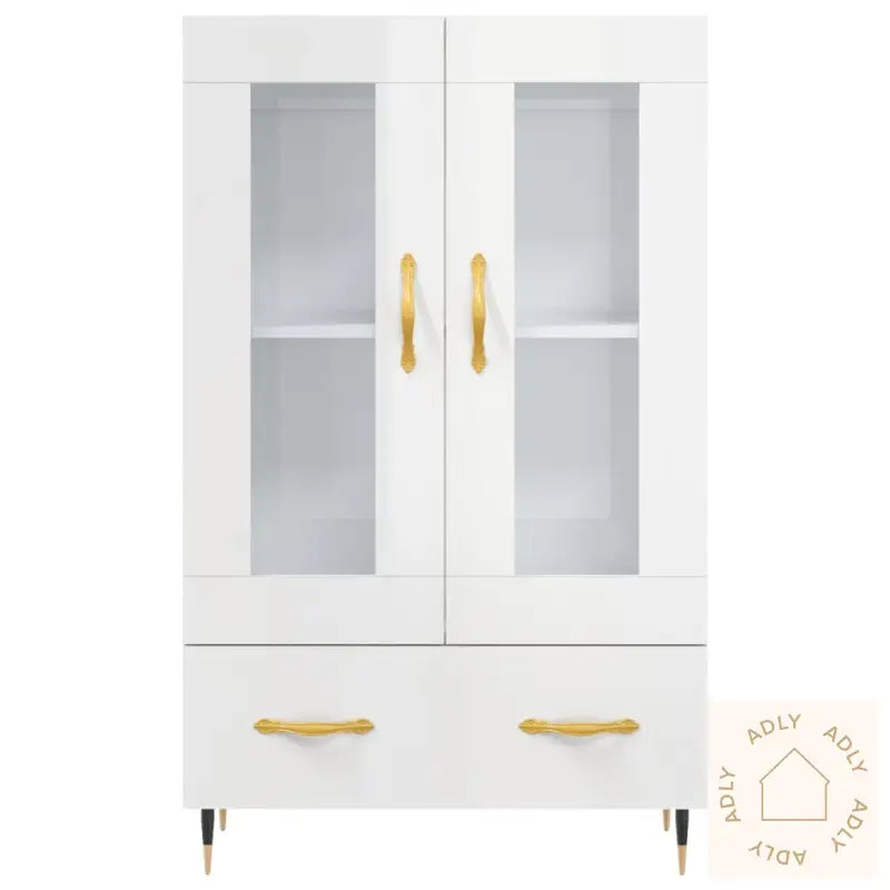 Highboard Høyglans Hvit 69,5X31X115 Cm Konstruert Tre