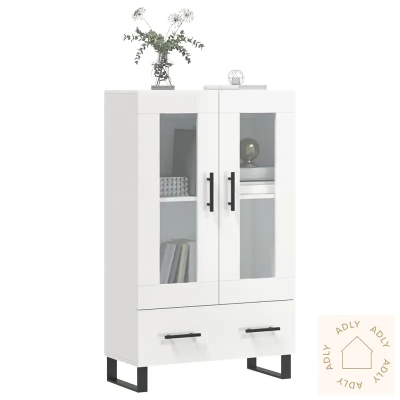 Highboard Høyglans Hvit 69,5X31X115 Cm Konstruert Tre