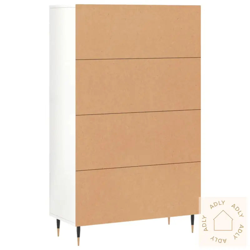 Highboard Høyglans Hvit 69,5X31X115 Cm Konstruert Tre