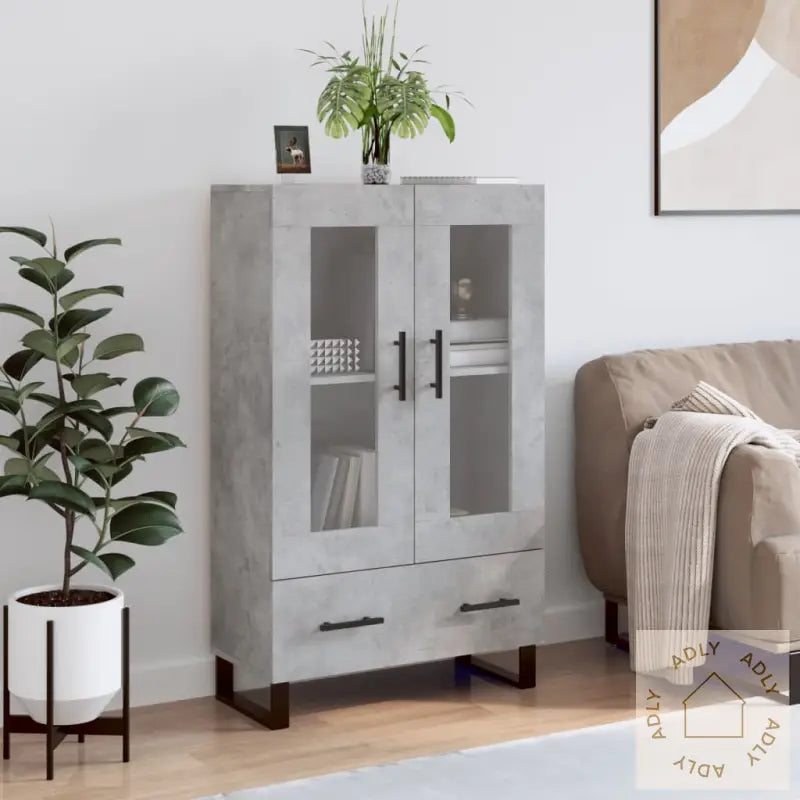 Highboard Betonggrå 69,5X31X115 Cm Konstruert Tre