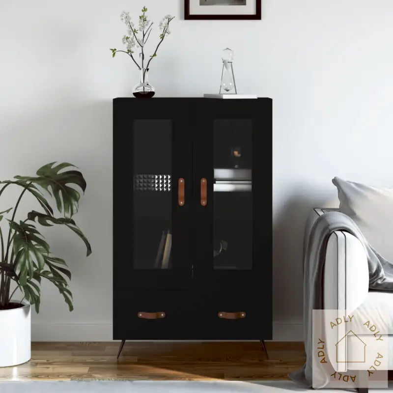Highboard Svart 69,5X31X115 Cm Konstruert Tre