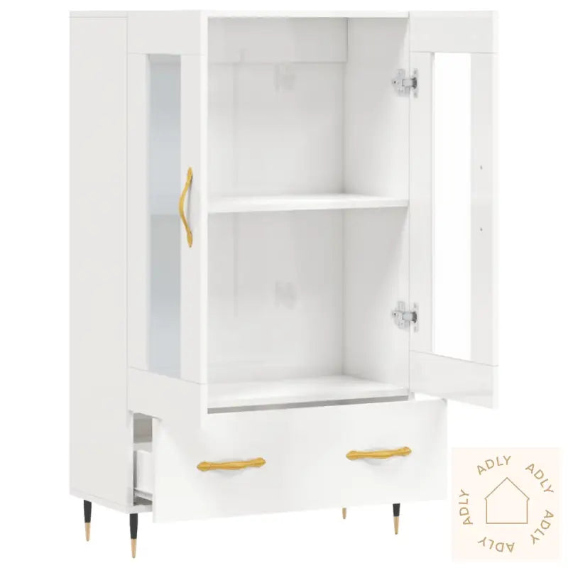 Highboard Høyglans Hvit 69,5X31X115 Cm Konstruert Tre