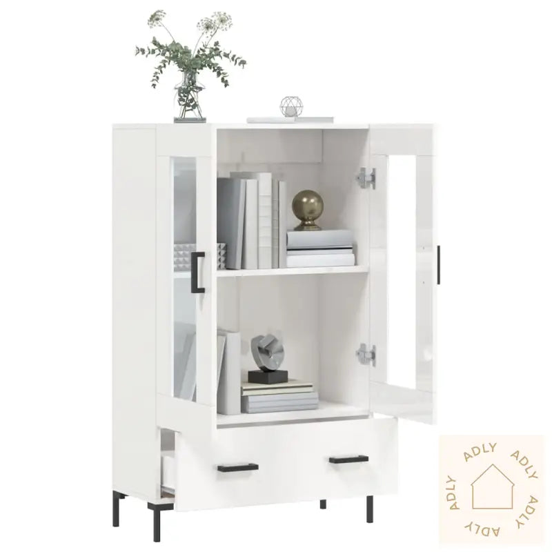 Highboard Høyglans Hvit 69,5X31X115 Cm Konstruert Tre