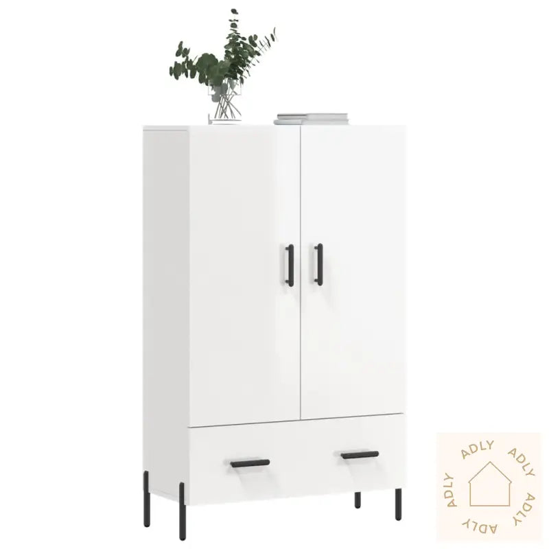 Highboard Høyglans Hvit 69,5X31X115 Cm Konstruert Tre