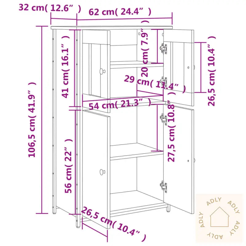 Highboard Svart 62X32X106,5 Cm Konstruert Tre