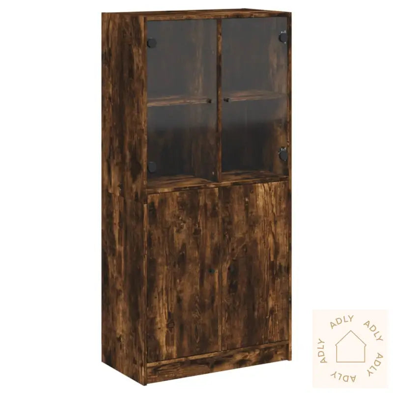 Highboard Med Dører Røkt Eik 68X37X142 Cm Konstruert Tre