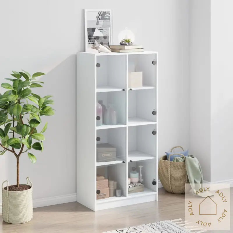 Highboard Med Dører Hvit 68X37X142 Cm Konstruert Tre
