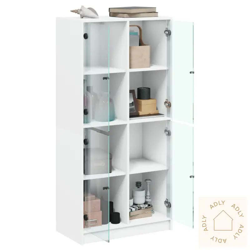 Highboard Med Dører Hvit 68X37X142 Cm Konstruert Tre