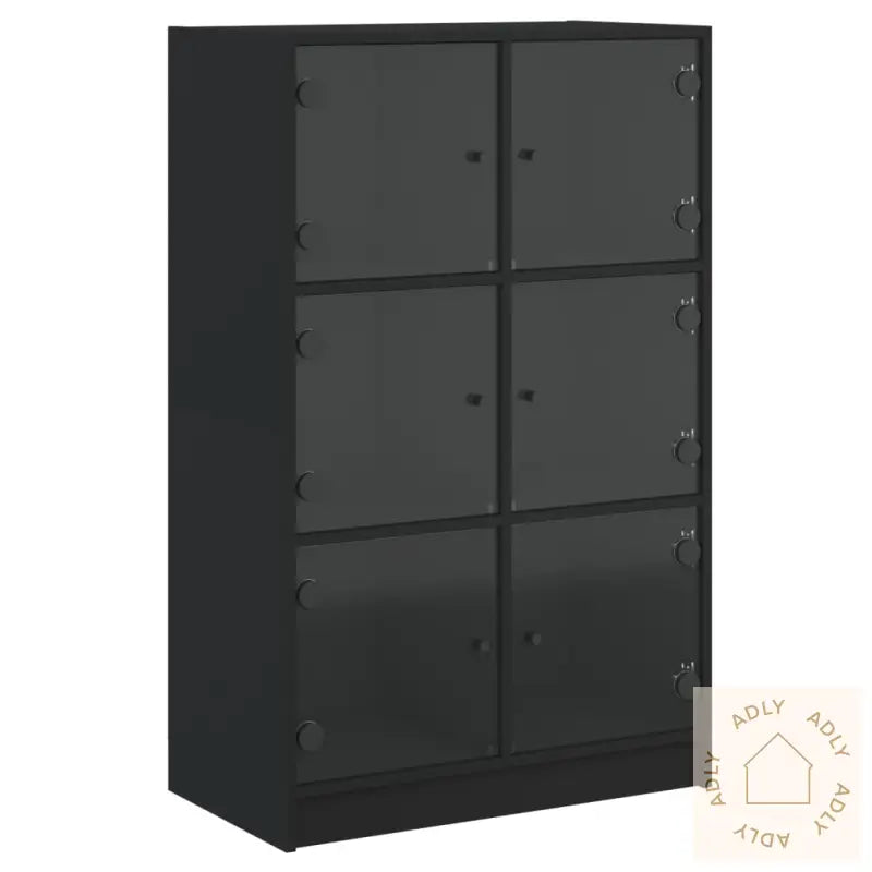 Highboard Med Dører Svart 68X37X109 Cm Konstruert Tre