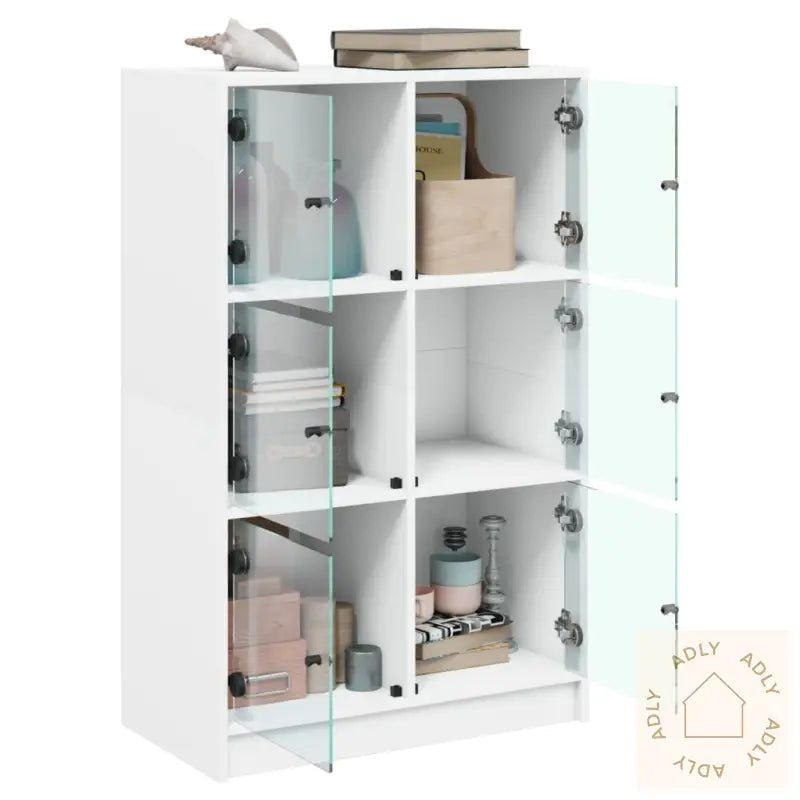 Highboard Med Dører Hvit 68X37X109 Cm Konstruert Tre