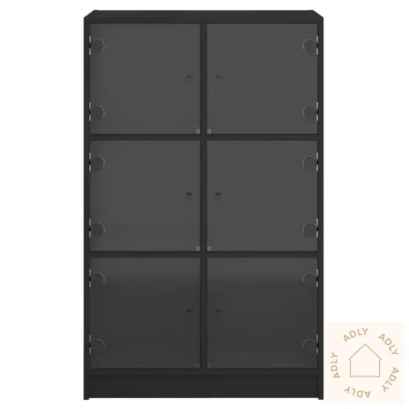 Highboard Med Dører Svart 68X37X109 Cm Konstruert Tre