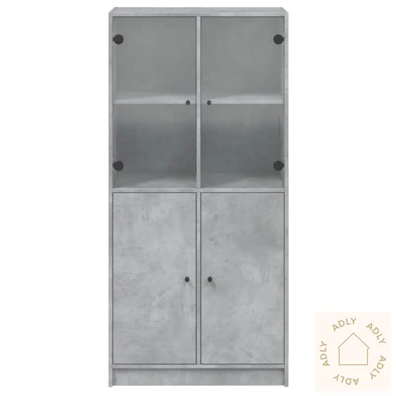 Highboard Med Dører Betonggrå 68X37X142 Cm Konstruert Tre