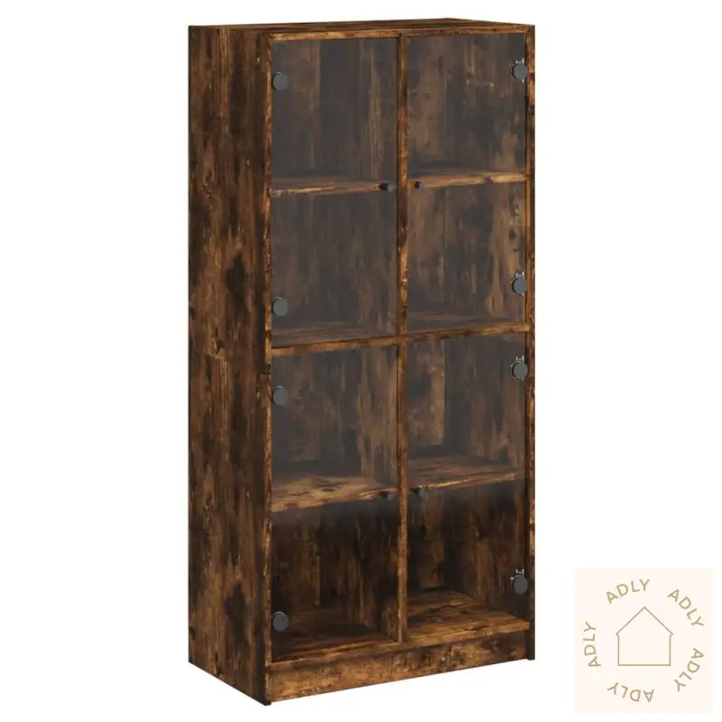 Highboard Med Dører Røkt Eik 68X37X142 Cm Konstruert Tre