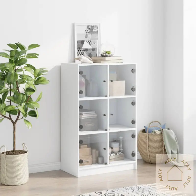 Highboard Med Dører Hvit 68X37X109 Cm Konstruert Tre