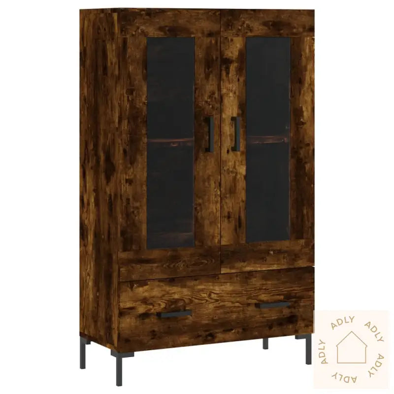 Highboard Røkt Eik 69,5X31X115 Cm Konstruert Tre