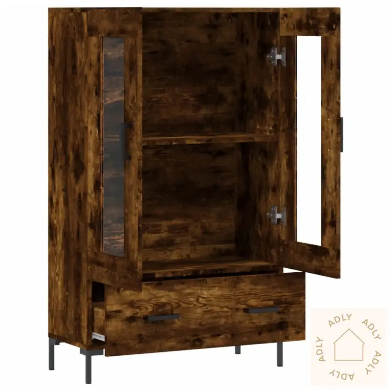 Highboard Røkt Eik 69,5X31X115 Cm Konstruert Tre