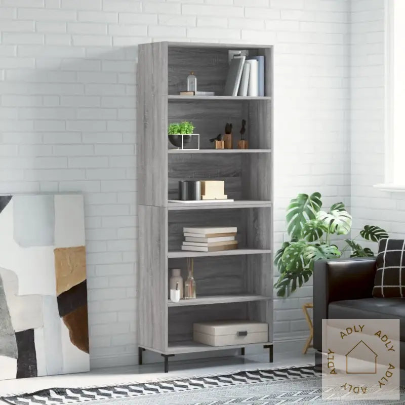 Highboard Grå Sonoma 69,5X32,5X180 Cm Konstruert Tre