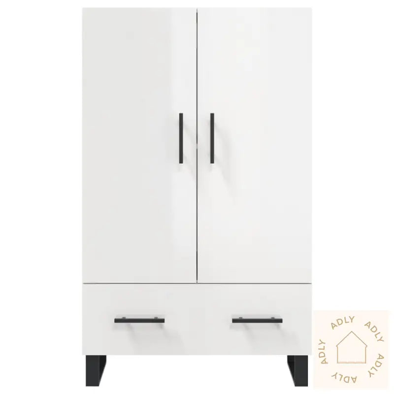 Highboard Høyglans Hvit 69,5X31X115 Cm Konstruert Tre