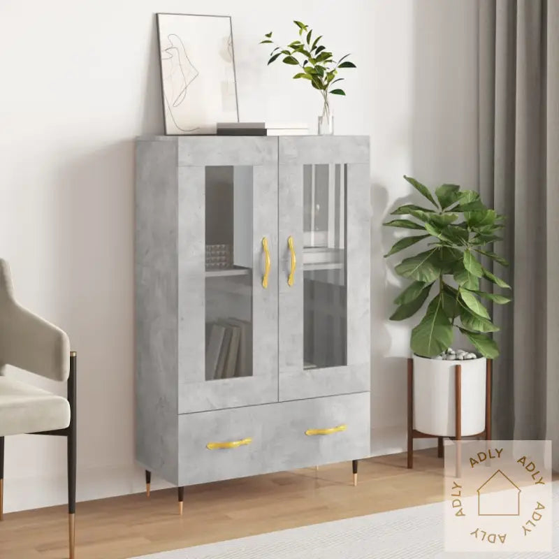 Highboard Betonggrå 69,5X31X115 Cm Konstruert Tre