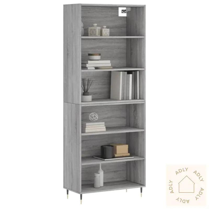 Highboard Grå Sonoma 69,5X32,5X180 Cm Konstruert Tre