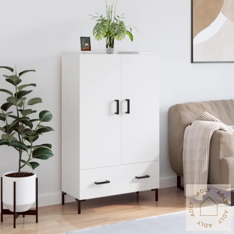 Highboard Hvit 69,5X31X115 Cm Konstruert Tre